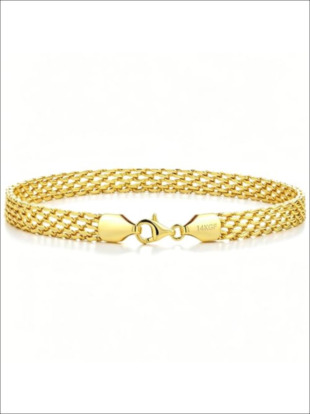 14K Gold Filled Mesh Link Bracelet Waterproof Non-tarnish Unisex